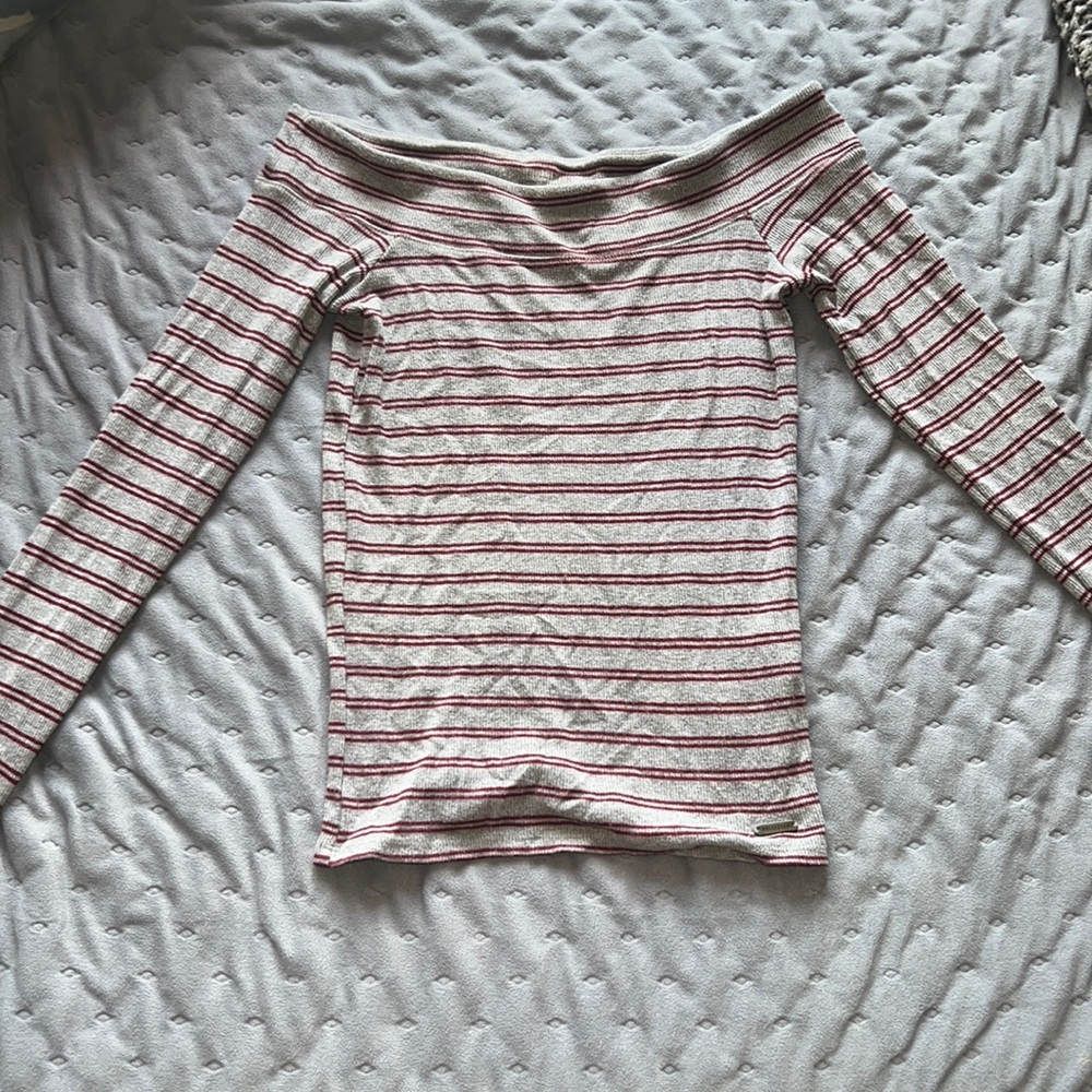 Red and Grey off-shoulder long sleeve